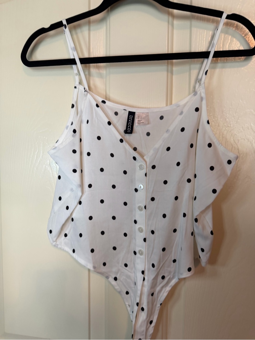 Express White Polka Dot Button-Front tie with Black Dots